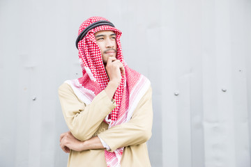 Arabian man is thinking