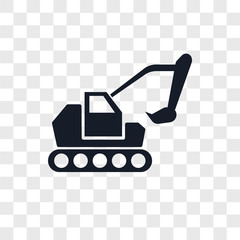 excavator icons isolated on transparent background. Modern and editable excavator icon. Simple icon vector illustration.