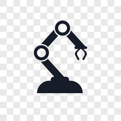 robotic arm icons isolated on transparent background. Modern and editable robotic arm icon. Simple icon vector illustration.
