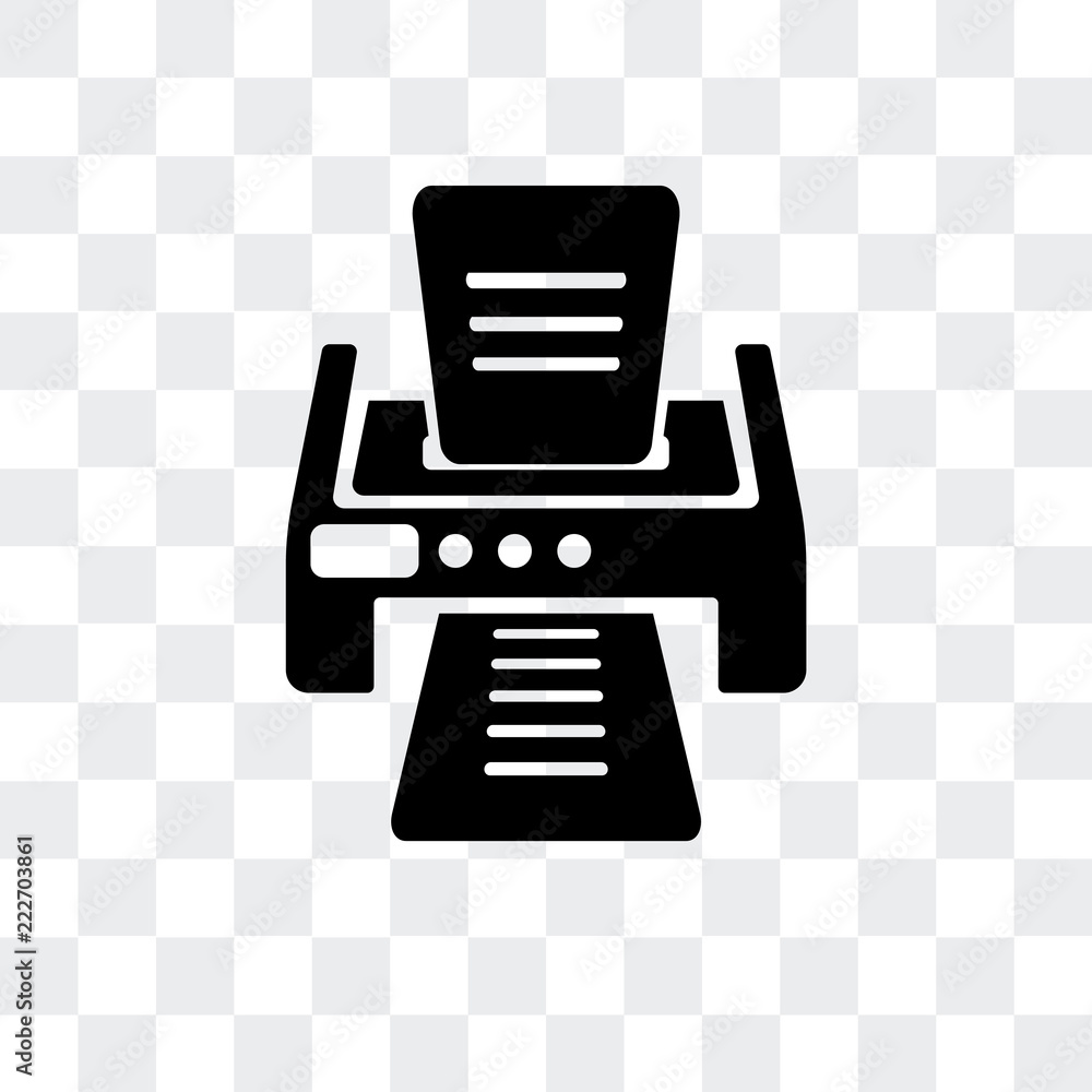 Poster printer with printed paper icon isolated on transparent background. modern and editable printer with
