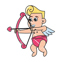 Cupid with love arch scribble