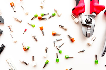 Set of tools on white background with space to write