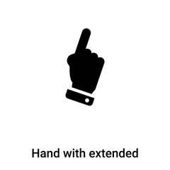 Hand with extended pointing finger icon vector isolated on white background, logo concept of Hand with extended pointing finger sign on transparent background, black filled symbol