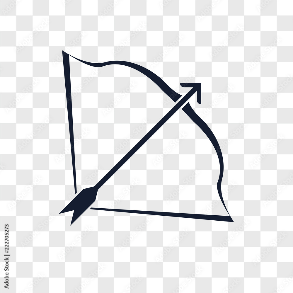Poster bow and arrow icons isolated on transparent background. modern and editable bow and arrow icon. simp