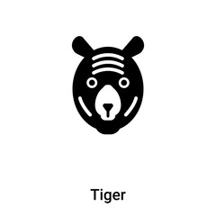 Tiger icon vector isolated on white background, logo concept of Tiger sign on transparent background, black filled symbol