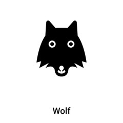 Wolf icon vector isolated on white background, logo concept of Wolf sign on transparent background, black filled symbol