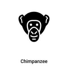 Chimpanzee icon vector isolated on white background, logo concept of Chimpanzee sign on transparent background, black filled symbol