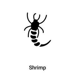 Shrimp icon vector isolated on white background, logo concept of Shrimp sign on transparent background, black filled symbol