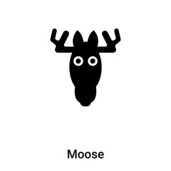 Moose icon vector isolated on white background, logo concept of Moose sign on transparent background, black filled symbol