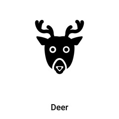 Deer icon vector isolated on white background, logo concept of Deer sign on transparent background, black filled symbol