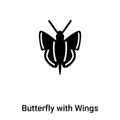 Butterfly with Wings icon vector isolated on white background, logo concept of Butterfly with Wings sign on transparent background, black filled symbol