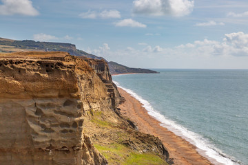 Looking down on Whale Chine Beach on the Isle of Wight, from a coastal path