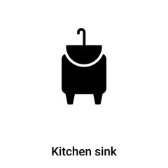 Kitchen sink icon vector isolated on white background, logo concept of Kitchen sink sign on transparent background, black filled symbol
