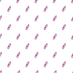 Seamless pattern with hand drawn bottles and tubes