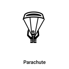 Parachute icon vector isolated on white background, logo concept of Parachute sign on transparent background, black filled symbol