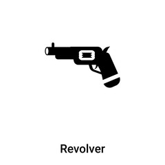 Revolver icon vector isolated on white background, logo concept of Revolver sign on transparent background, black filled symbol