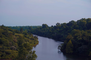 lake bend through land