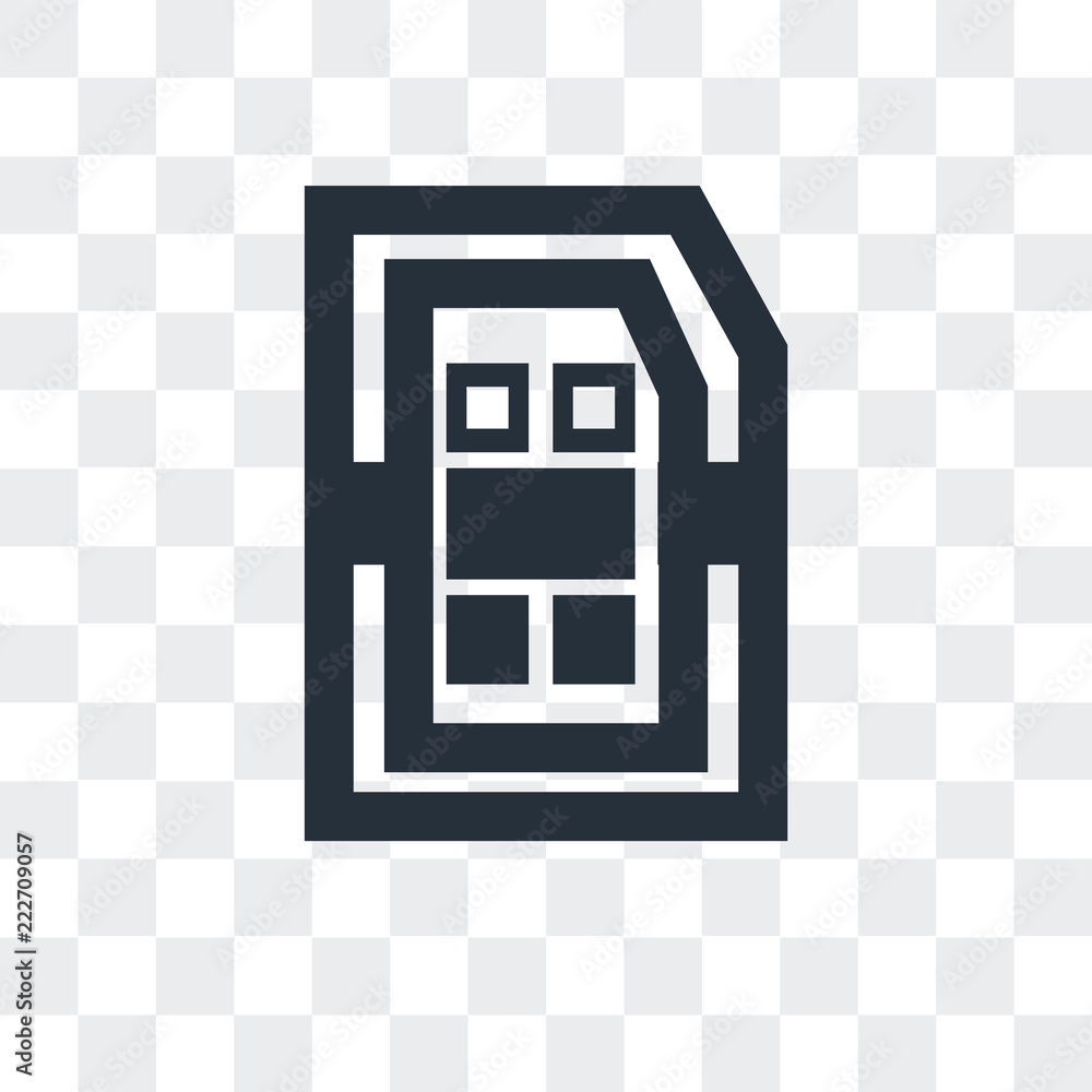 Poster sim card icon isolated on transparent background. modern and editable sim card icon. simple icons ve