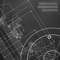 Black background. Points. Backgrounds of engineering subjects. Technical illustration. Mechanical engineering. Technical design. Instrument making. Cover, banner, flyer