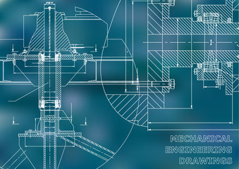 Mechanical engineering. Technical illustration. Backgrounds of engineering subjects. Technical design. Instrument making. Cover, banner, flyer. Black background