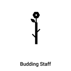 Budding Staff icon vector isolated on white background, logo concept of Budding Staff sign on transparent background, black filled symbol