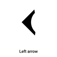 Left arrow icon vector isolated on white background, logo concept of Left arrow sign on transparent background, black filled symbol