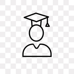 graduated student icon on transparent background. Modern icons vector illustration. Trendy graduated student icons