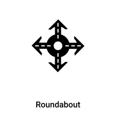 Roundabout icon vector isolated on white background, logo concept of Roundabout sign on transparent background, black filled symbol
