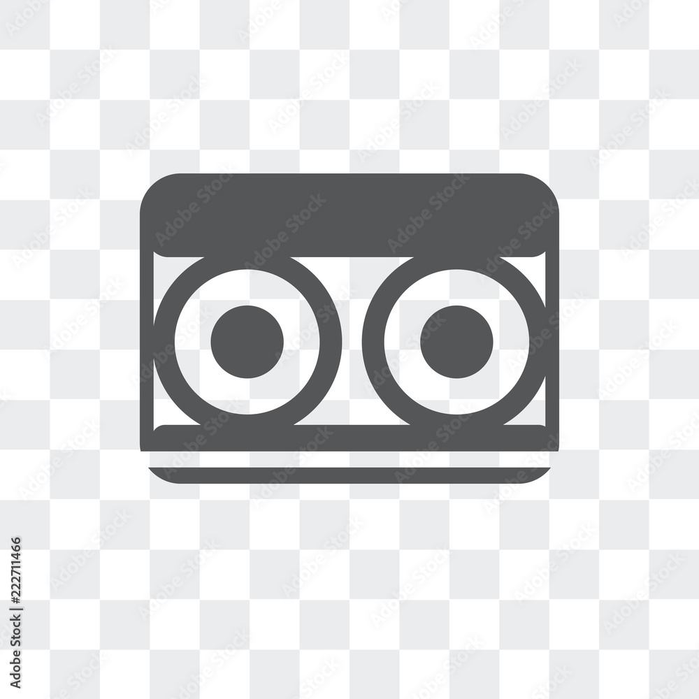 Poster cassette icon isolated on transparent background. modern and editable cassette icon. simple icons ve