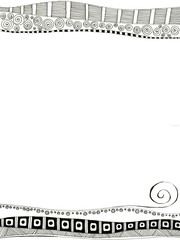 Contemporary Black and White Template Decorated with Line Art. For Print, Letterhead, Announcement, Card, and any Decorative Printable.