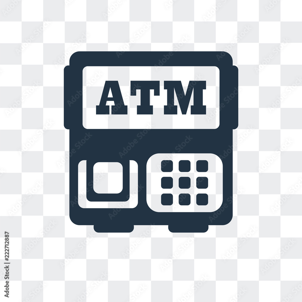 Poster atm icon isolated on transparent background. modern and editable atm icon. simple icons vector illus