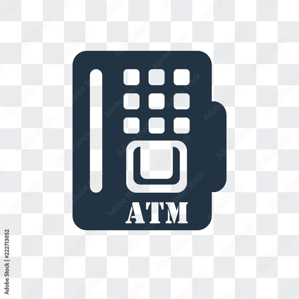 Poster atm icon isolated on transparent background. modern and editable atm icon. simple icons vector illus