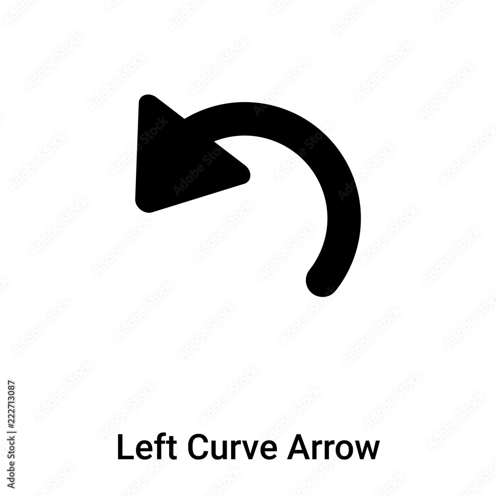 Poster left curve arrow icon vector isolated on white background, logo concept of left curve arrow sign on 