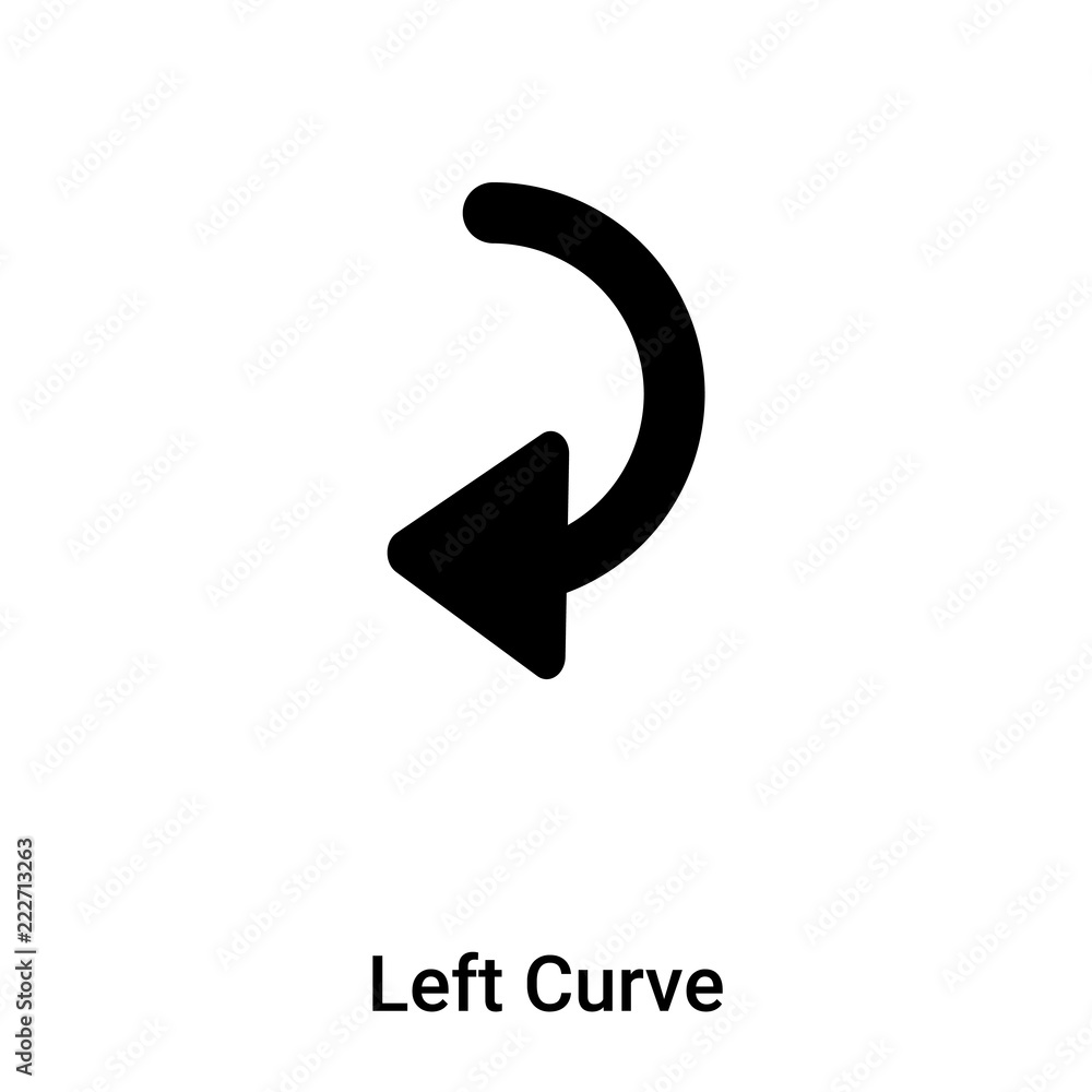 Poster left curve icon vector isolated on white background, logo concept of left curve sign on transparent 