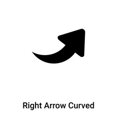 Right Arrow Curved icon vector isolated on white background, logo concept of Right Arrow Curved sign on transparent background, black filled symbol