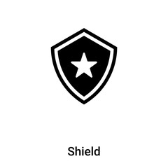 Shield icon vector isolated on white background, logo concept of Shield sign on transparent background, black filled symbol