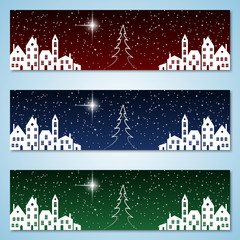 Christmas and New Year colorful vector banners collection