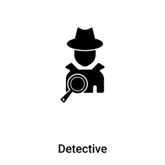 Detective icon vector isolated on white background, logo concept of Detective sign on transparent background, black filled symbol