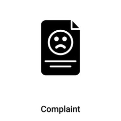 Complaint icon vector isolated on white background, logo concept of Complaint sign on transparent background, black filled symbol