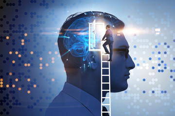 Businessman opening door to artificial intelligence