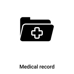 Medical record icon vector isolated on white background, logo concept of Medical record sign on transparent background, black filled symbol