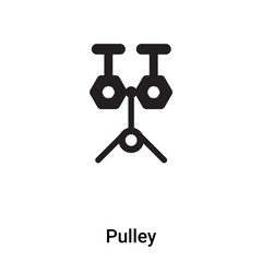 Pulley icon vector isolated on white background, logo concept of Pulley sign on transparent background, black filled symbol