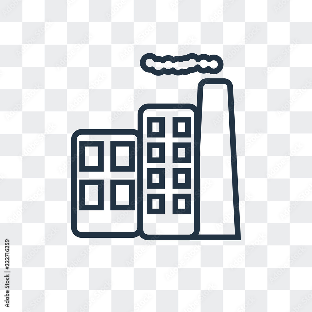 Poster factory icon isolated on transparent background. modern and editable factory icon. simple icons vect