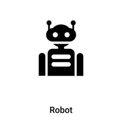 Robot icon vector isolated on white background, logo concept of Robot sign on transparent background, black filled symbol