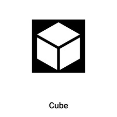 Cube icon vector isolated on white background, logo concept of Cube sign on transparent background, black filled symbol