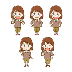 女の子　表情　セット　一人　全身