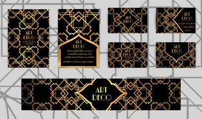Business templates set at art deco style. 1920s motifs.