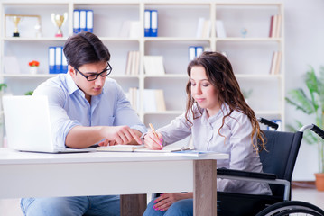 Disabled student studying and preparing for college exams