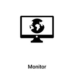 Monitor icon vector isolated on white background, logo concept of Monitor sign on transparent background, black filled symbol