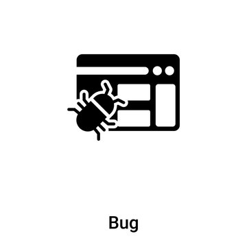 Bug icon vector isolated on white background, logo concept of Bug sign on transparent background, black filled symbol